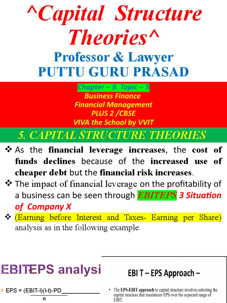 Capital Structure Theories 5 Viva PDF Capital Structure Financial