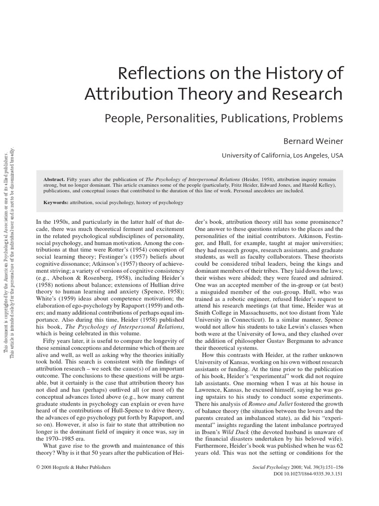 Bernard Weiner PDF Psychology Social Psychology