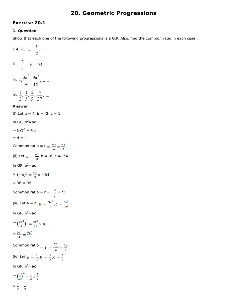 Geometric Progressions | PDF | Triangle | Summation