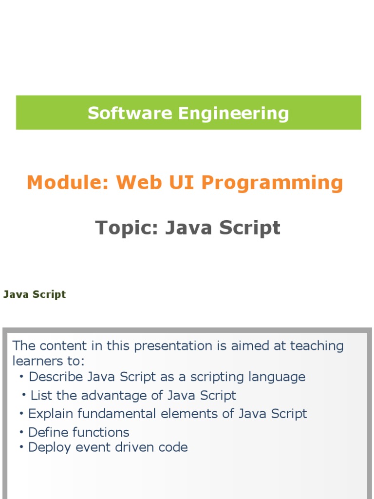 SEF WEB Session 6 JavaScript Basics | PDF | Java Script | Variable ...