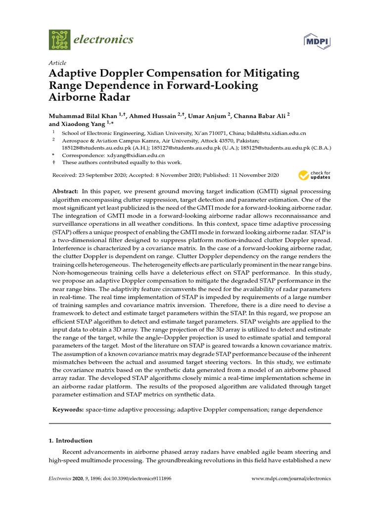 Adaptive Doppler Compensation For Mitigating | PDF | Radar | Principal ...