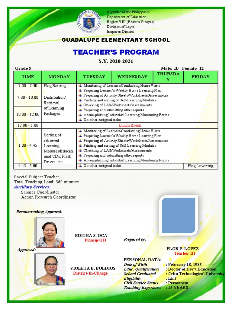 Guadalupe Elementary Teacher's Program | PDF | Teachers | Learning