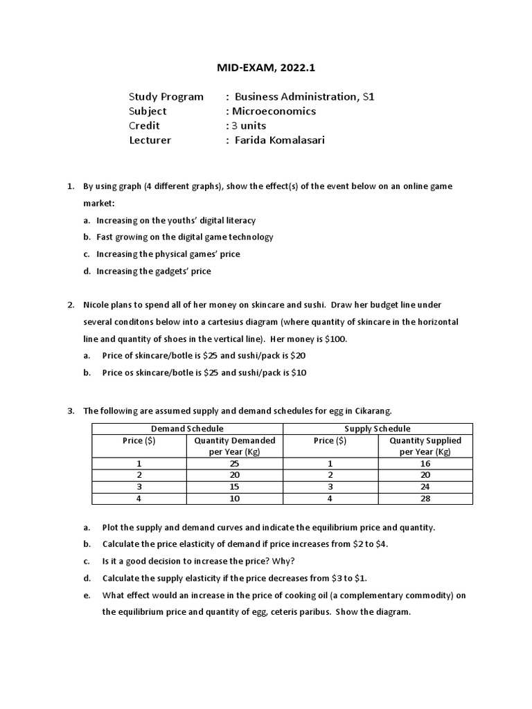 Microeconomics online mid exam 2022 1 pdf elasticity economics