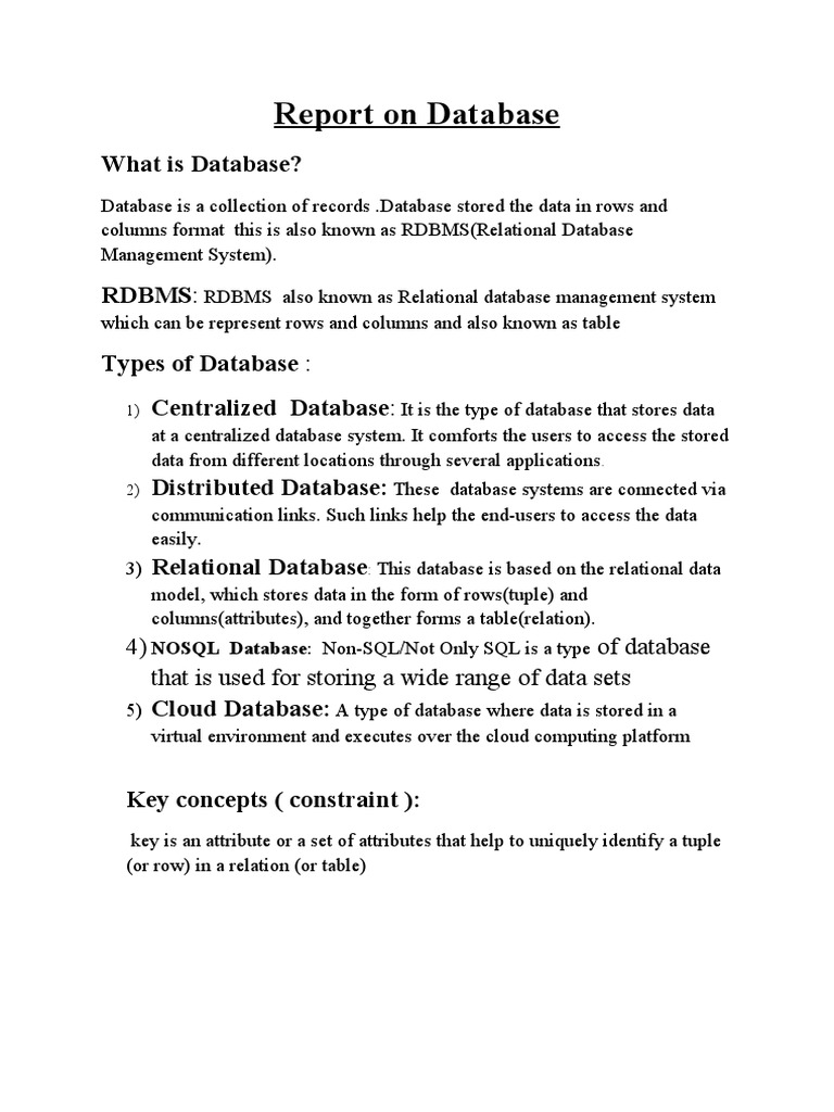 DB Report | PDF | Relational Database | Data Management