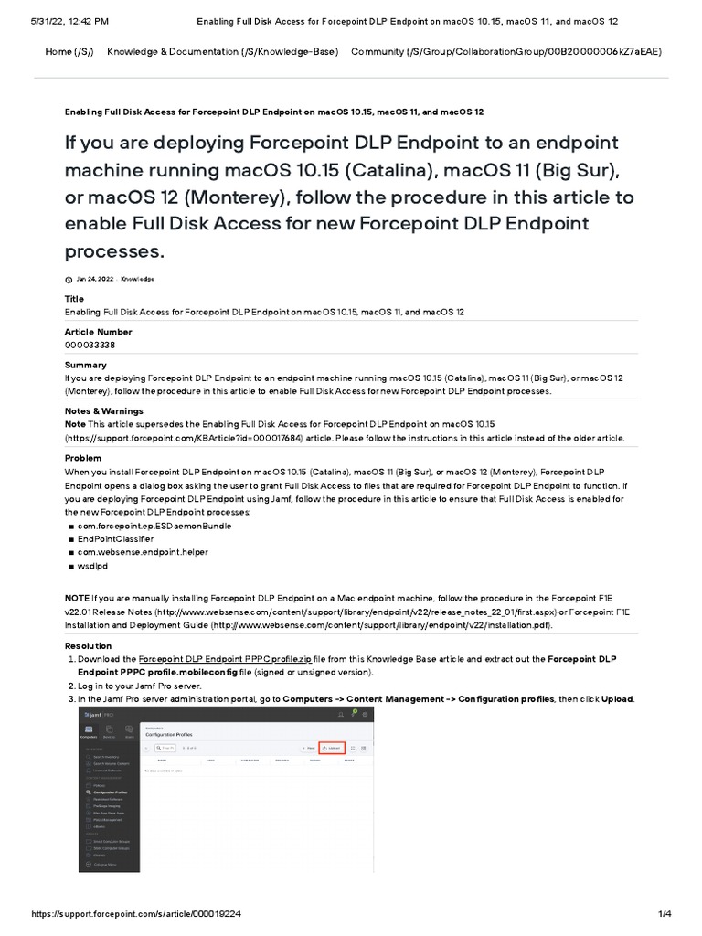 Enabling Full Disk Access For Forcepoint DLP Endpoint On macOS 10.15 ...