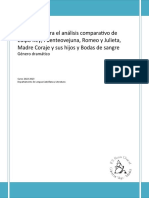 Análisis comparativo de Edipo Rey, Fuenteovejuna, Romeo y Julieta, Madre Coraje y Bodas de sangre