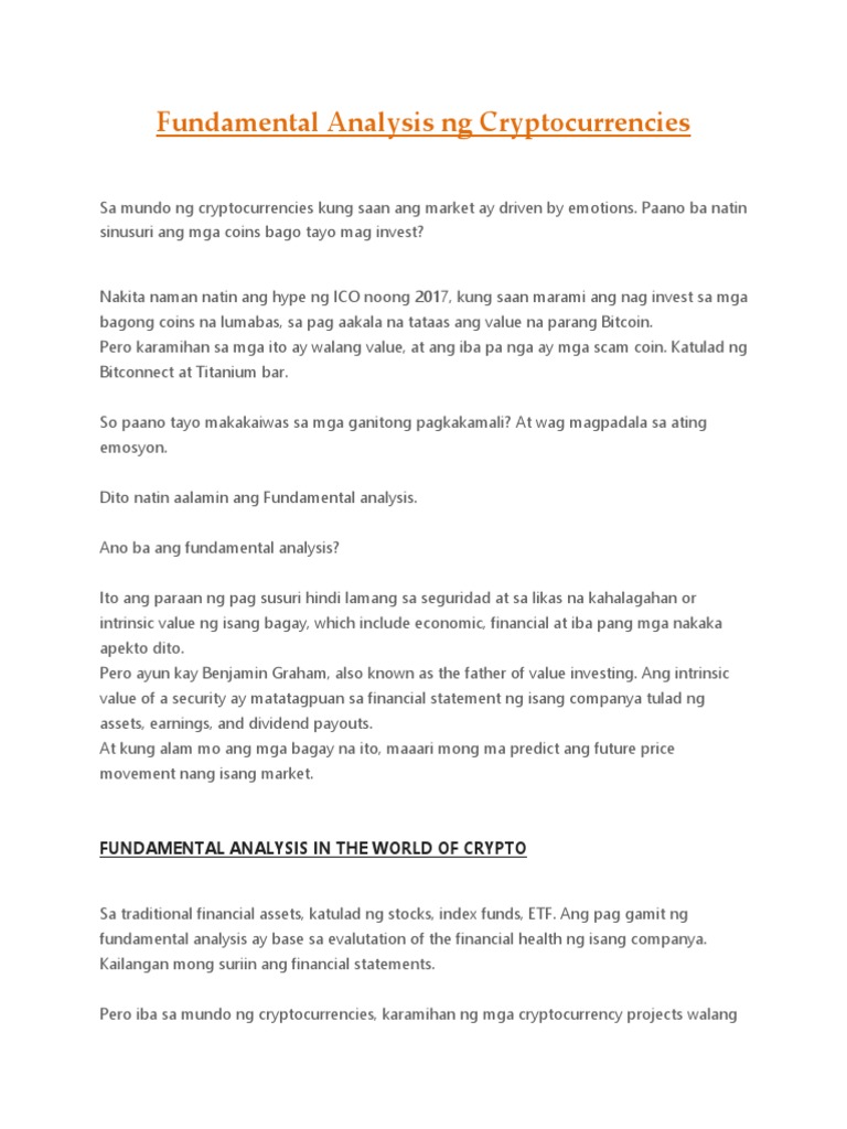 Fundamental Analysis NG Cryptocurrencies | PDF
