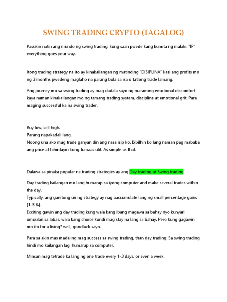 SWING TRADING CRYPTO Tagalog PDF