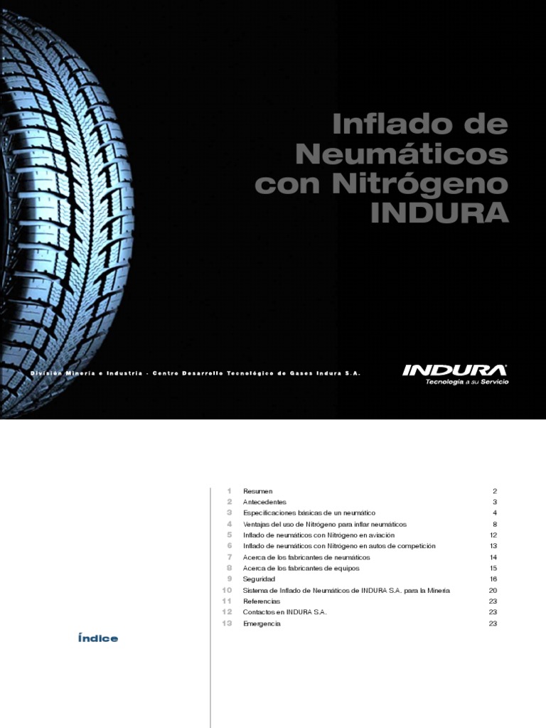 Inflado de Neumáticos con Nitrógeno INDURA | PDF | Neumático | Oxígeno