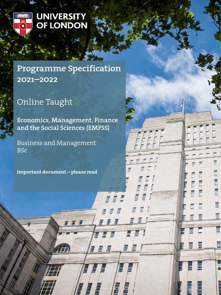 Programme Specification Emfss Online Taught BSC Business and Management
