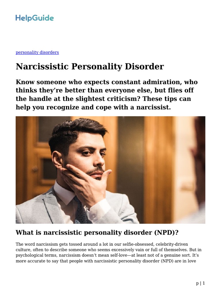 Narcissistic Personality Disorder | PDF | Narcissism | Mental Health