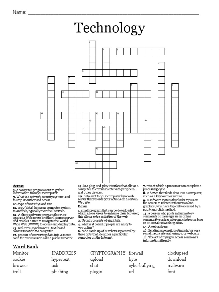 Technology Crossword Puzzle | PDF