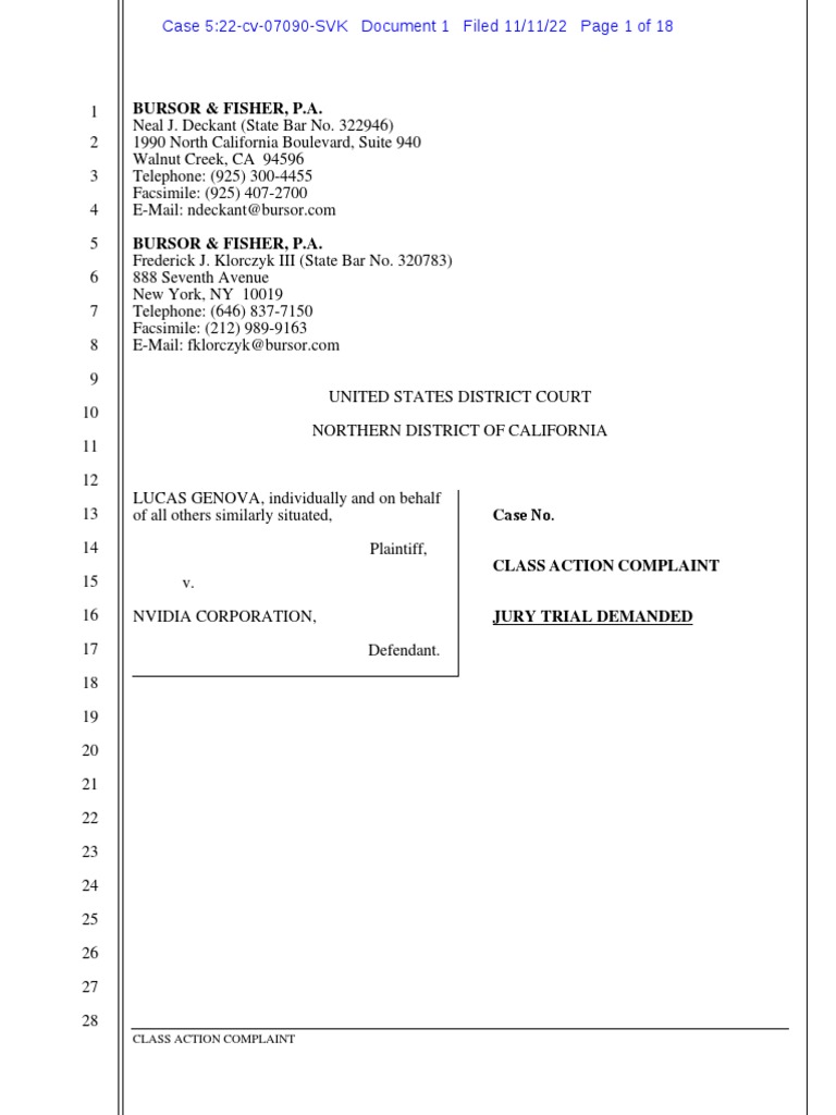 Nvidia Lawsuit PDF Graphics Processing Unit Computer Graphics