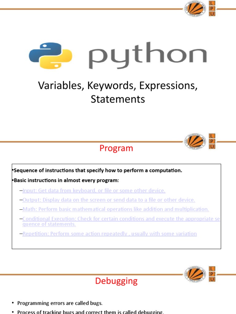 1 Variables PDF Programming Computer Program