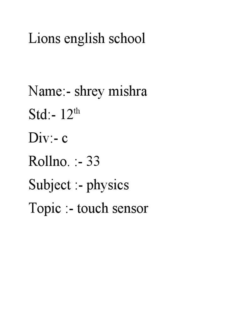 Touch Sensor Pdf Touchscreen Capacitor