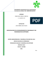 Especificación de Los Requerimientos Funcionales y No Funcionales Del Software. GA1-220501092-AA4-EV01