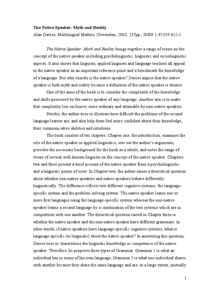 Understanding the Native Speaker Concept | PDF | Second Language ...
