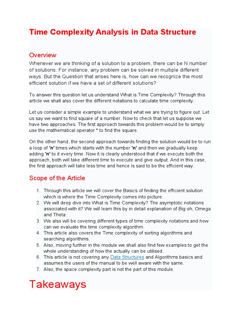 1 - Time Complexity Analysis in Data Structure | PDF