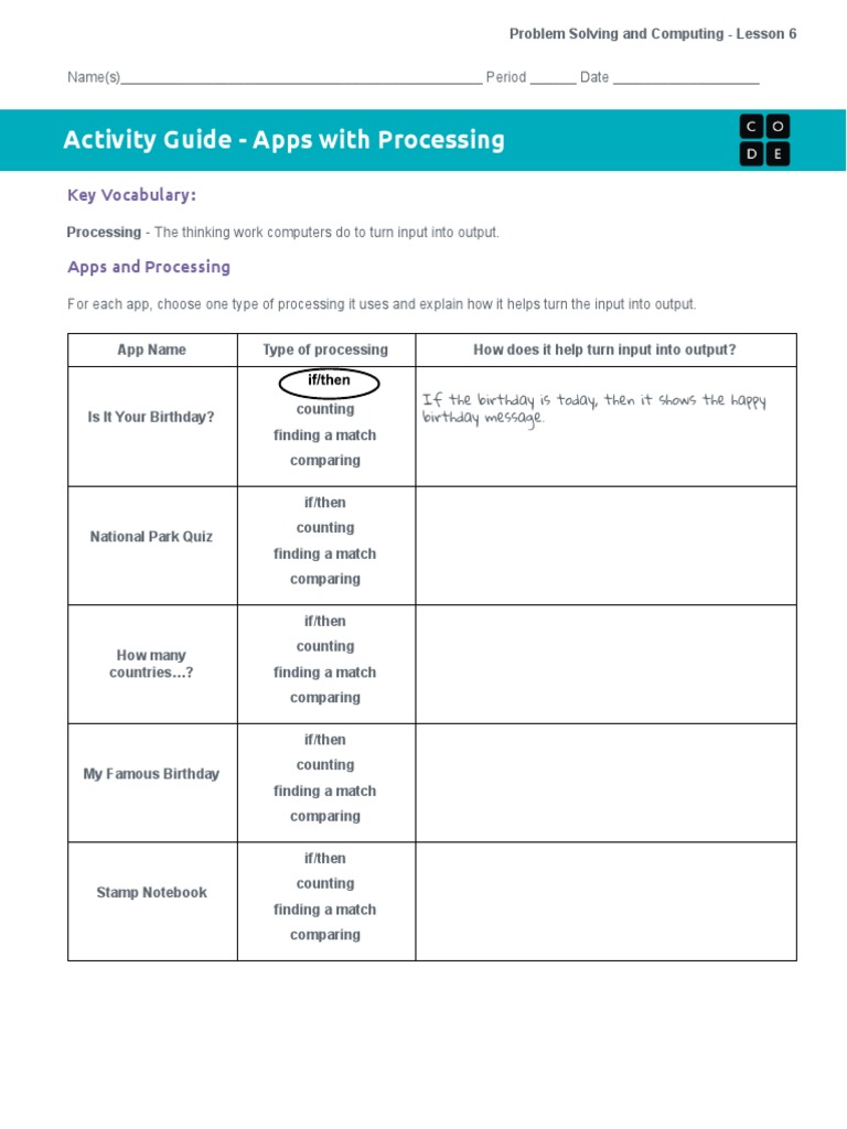 U1L06 - Activity Guide - Apps With Processing | PDF | Career & Growth
