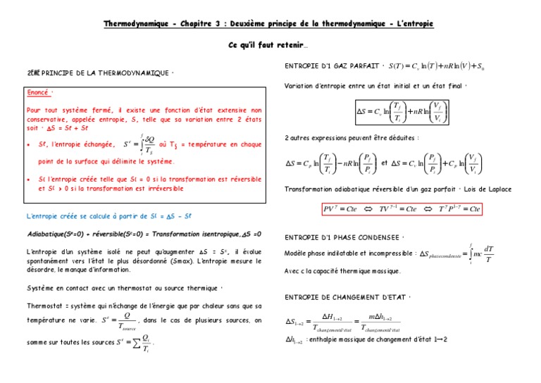 Deuxième principe de la thermodynamique | PDF | Entropie | Thermodynamique