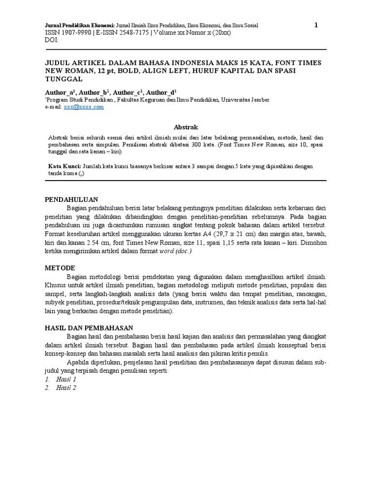 Template JPE UNEJ | PDF | Seni & Disiplin Bahasa | Seni