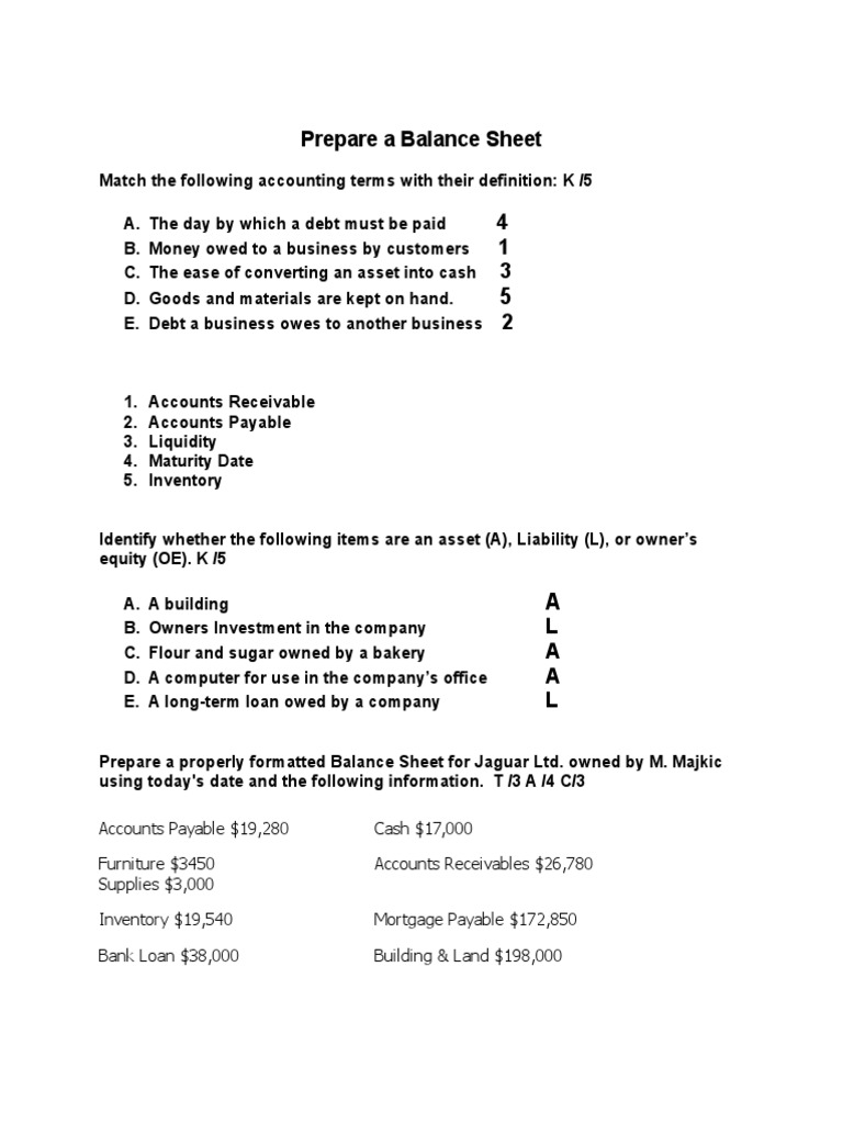 Balance Sheet Preparation Guide | PDF | Balance Sheet | Equity (Finance)