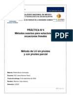 Urey. Practica 4. Metodos Exactos. Metodo de LU