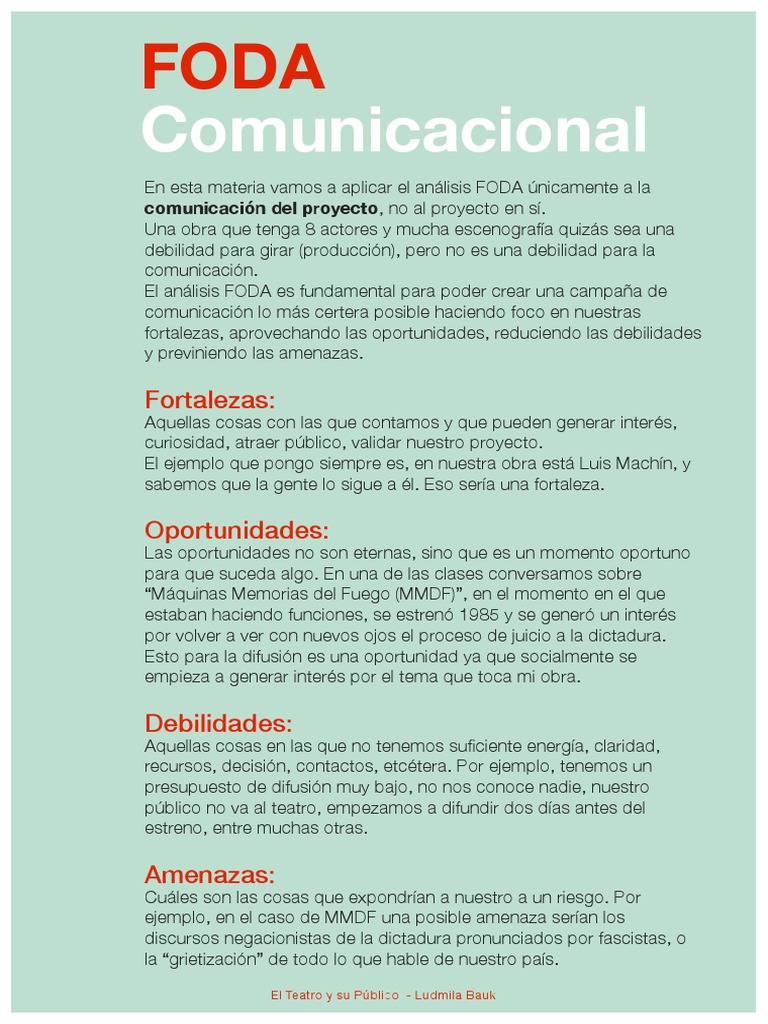 Análisis FODA en Comunicación Teatral | PDF