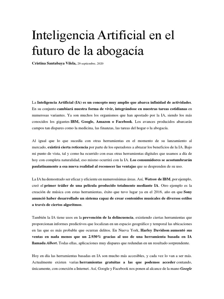Inteligencia Artificial en El Futuro de La Abogacía | PDF ...