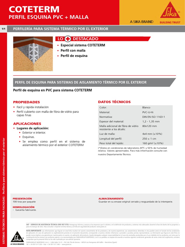 Perfil Esquina PVC para Coteterm | PDF | Aislamiento térmico