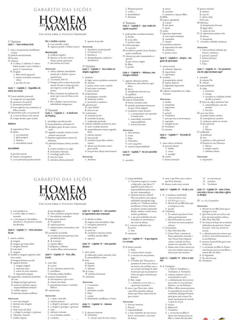 Gabarito Homem Ao Máximo | PDF | Amor | Pecado