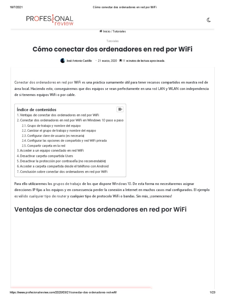 Cómo Conectar Dos Ordenadores en Red Por WiFi | PDF | Red de ...