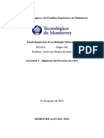 Instituto Tecnológico y de Estudios Superiores de Monterrey: BT1014 Grupo 102 Profesor: José Luis Duarte de Jesús