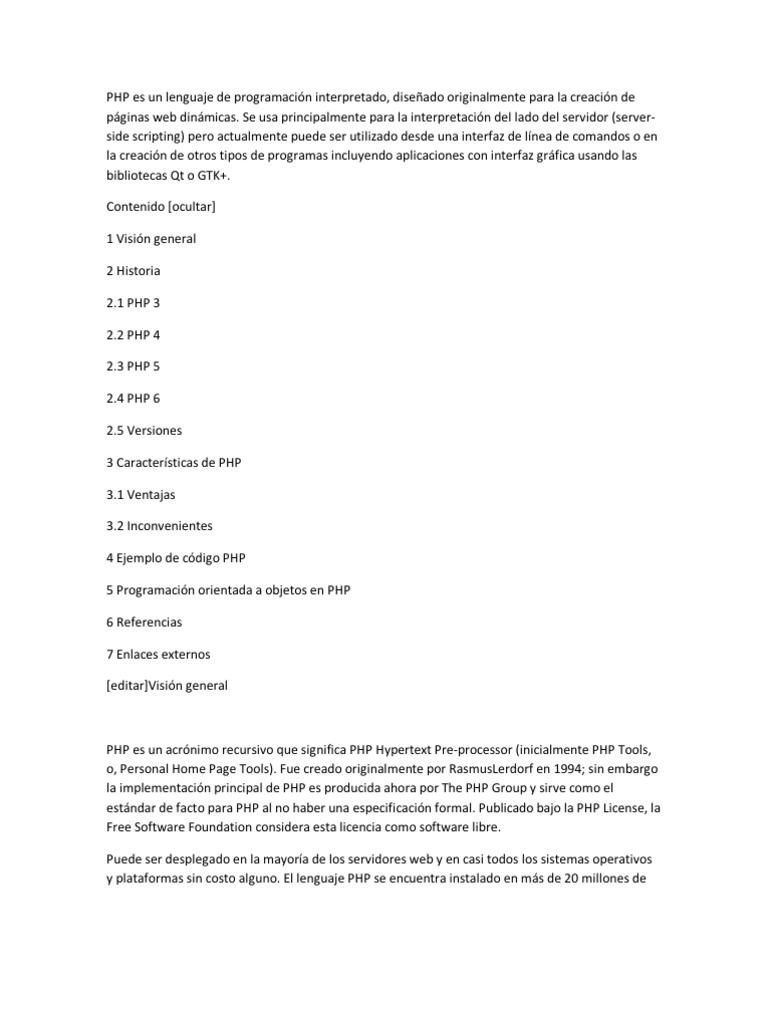 PHP Es Un Lenguaje de Programación Interpretado | PDF | Php | Mi sql