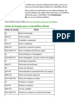 Teclas de Atalho Do LibreOffice Writer