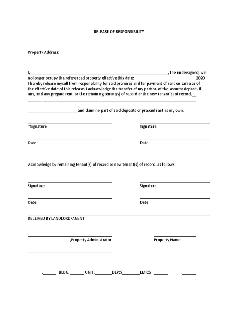 Release of Responsibility PDF