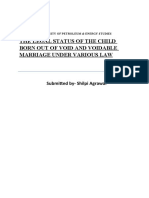 The Legal Status of The Child Born Out of Void and Voidable Marriage Under Various Law