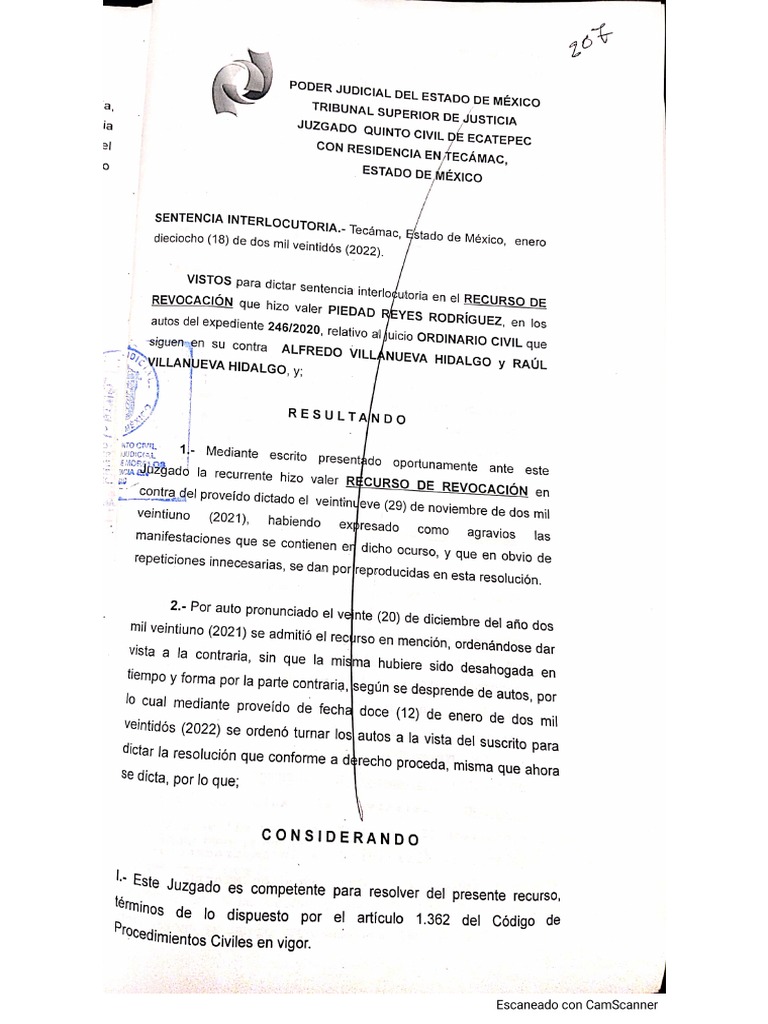 Sentencia Interlocutoria Del Recurso de Revocación 246-20 | PDF