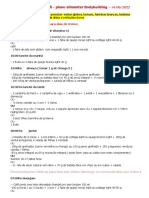 Plano alimentar BB com refeições, lanches e substituições