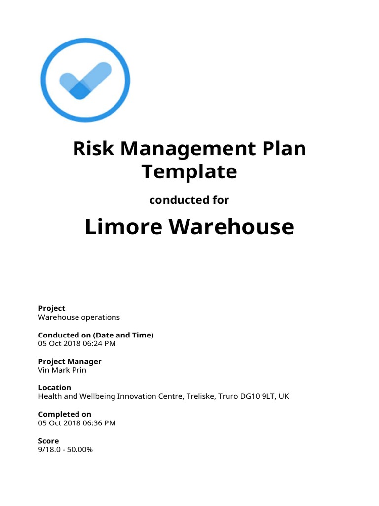 Risk Management Plan Template Report | PDF