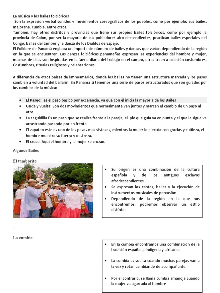 Danzas Folklóricas de Panamá: Pasos y Estilos | PDF | Bailes | Las ...