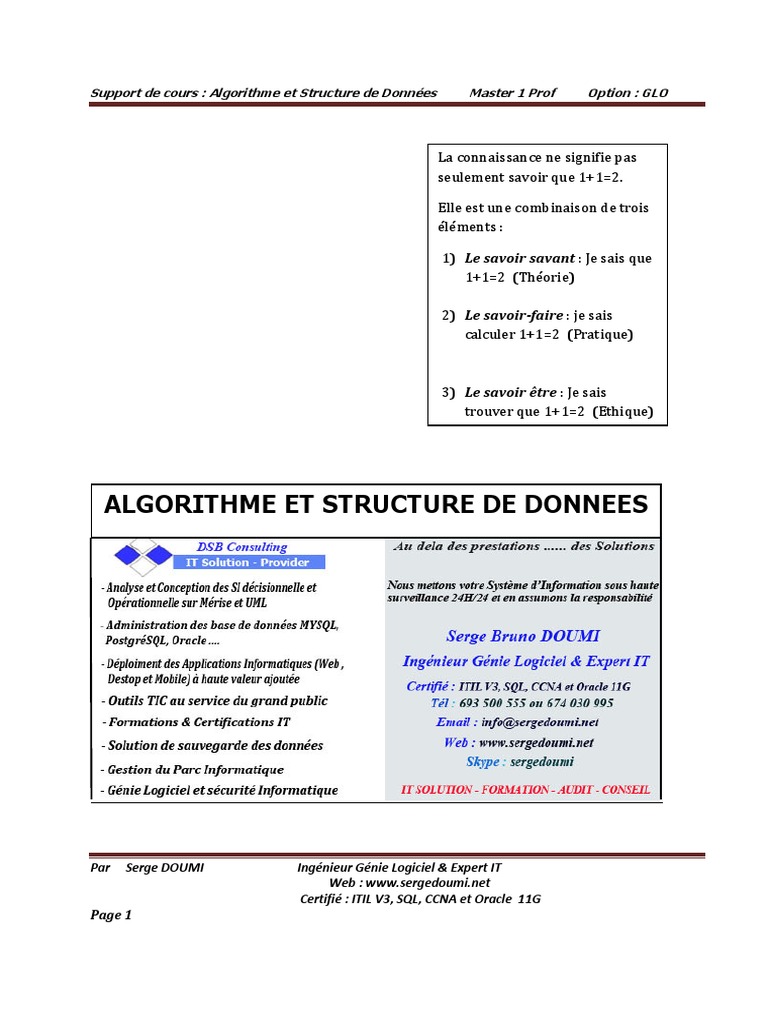 Algorithmes et Structures de Données | PDF | Tableau (structure de ...