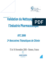 Validation Du Nettoyage en Chimie Pharmaceutique