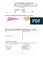 Contrôle S1 N°8 de Mathématiques: Périmètres Et Aires