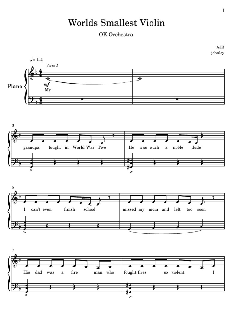Worlds Smallest Violin PDF Song Structure Musical Compositions