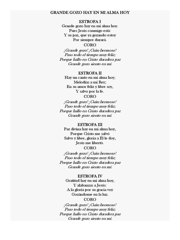 Grande Gozo Hay En Mi Alma Hoy Letra Pdf