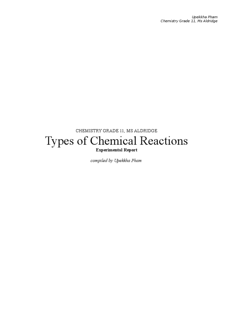 Experiment 11 - Types of Chemical Reactions | PDF | Precipitation ...