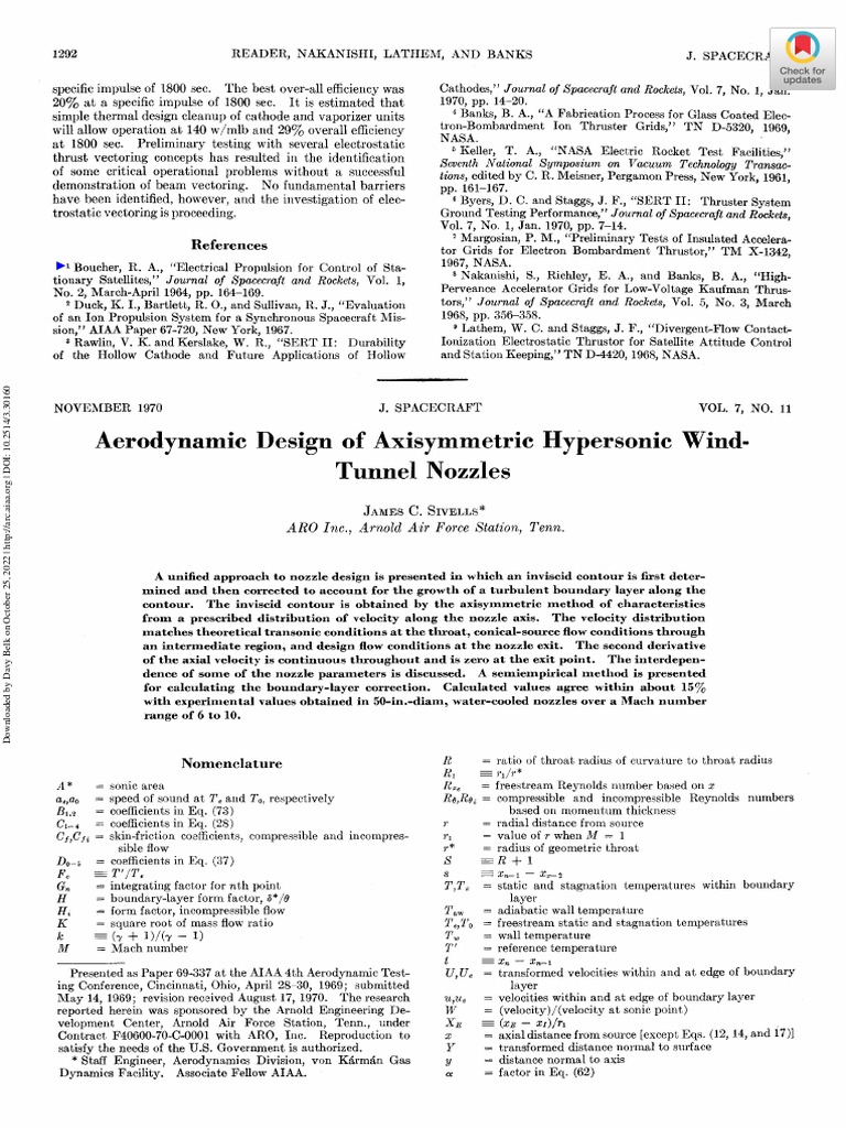 Aerodynamic design of axisymmetric hypersonic wind tunnel nozzles pdf