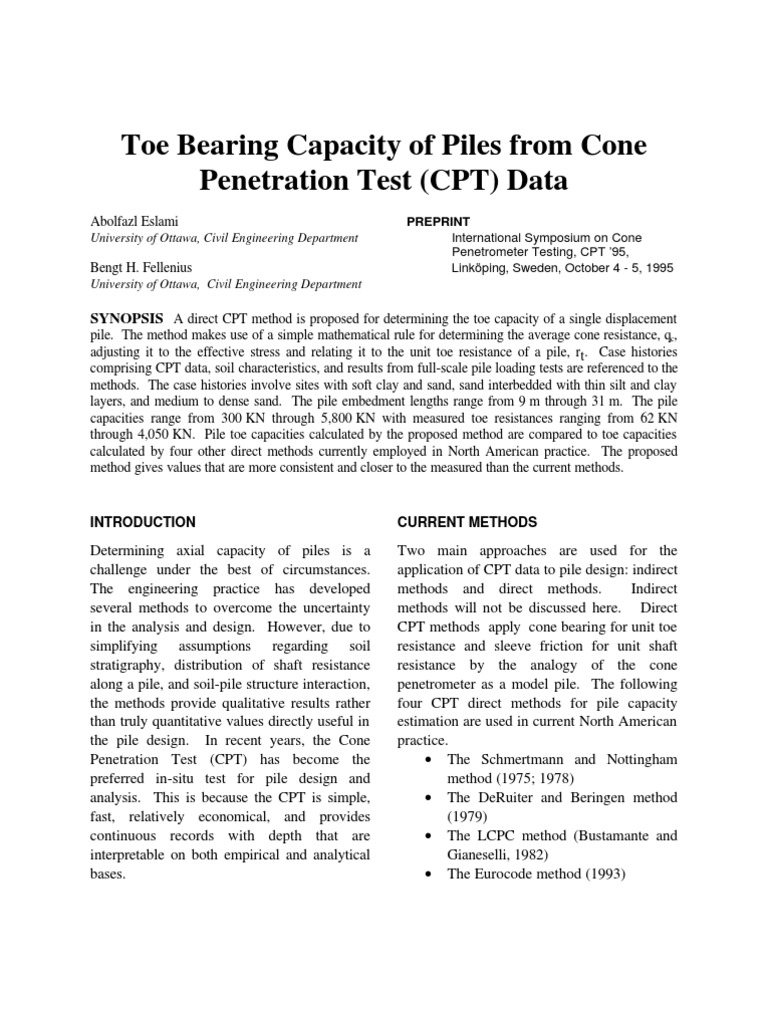 180 Toe Resistance From CPT Analysis PDF Deep Foundation
