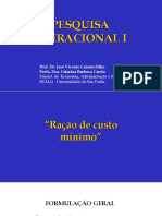 Ração de custo mínimo para suínos